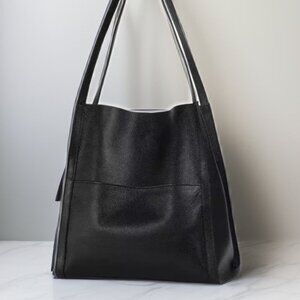 Soft Cowhide Leather Tote Bag – Large, Luxe Minimalist, Quiet Luxury, City Chic